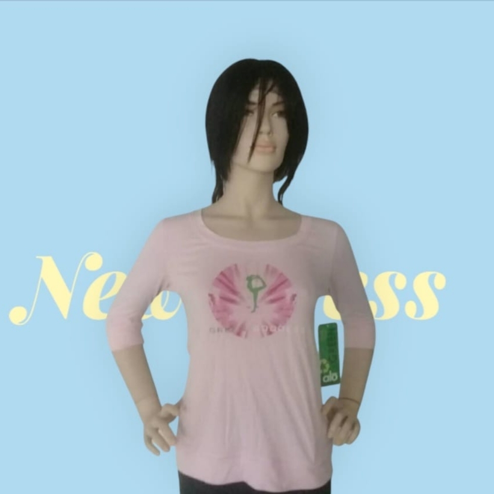 ALO BAMBOO T - SHIRT 3/4 SLEEVES  Powder Pink ALO